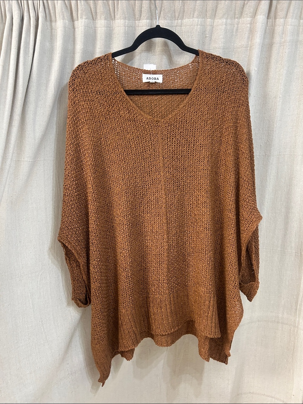 Madelyn Loose Fit V-Neck Knit Sweater in Coco Brown